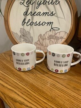 Opalhouse White Ceramic Mug Pair with Multicolor Donut Accents
